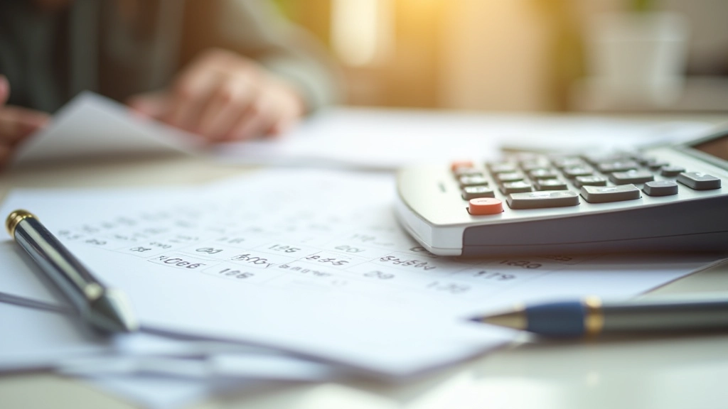 Calcul du budget santé sur un bloc-notes avec stylo et calculatrice