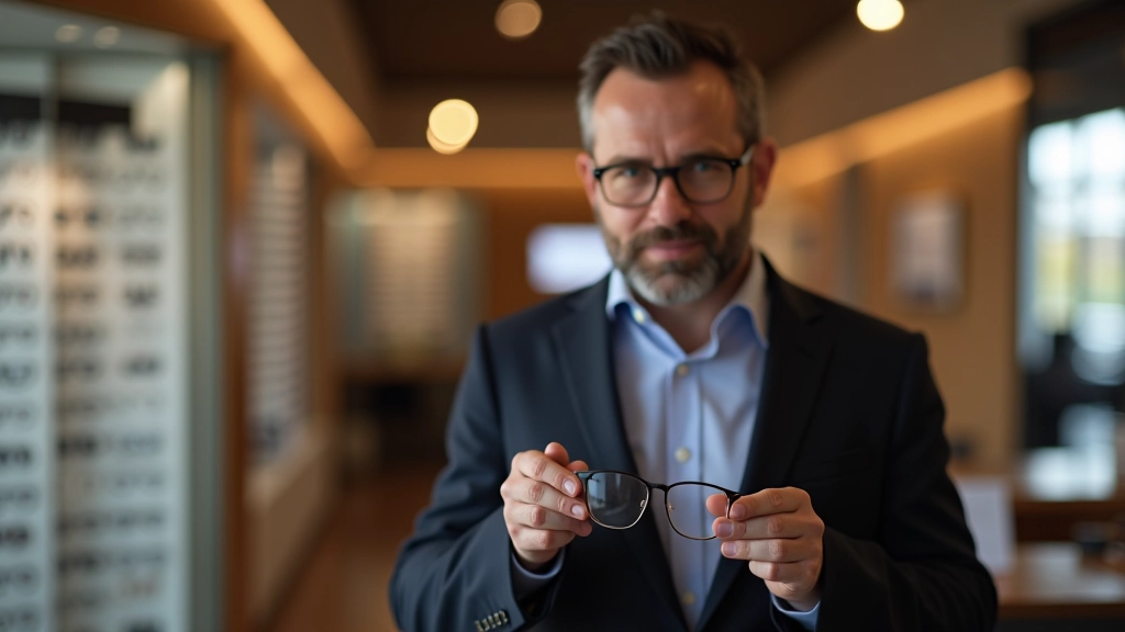 Opticien montrant des montures et verres optiques à une cliente dans un magasin